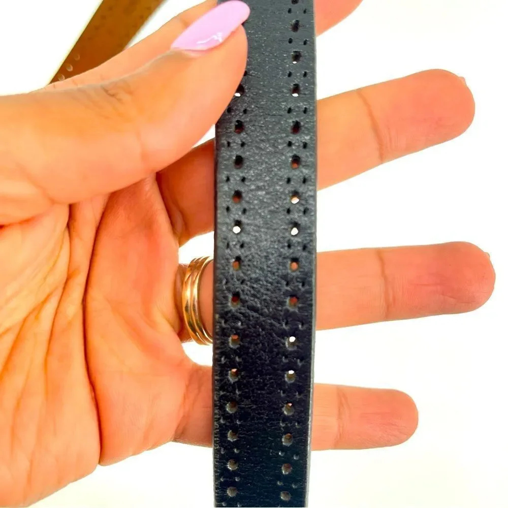 Banana Republic Women’s Black Genuine Italian Leather 184731 Skinny Belt Large